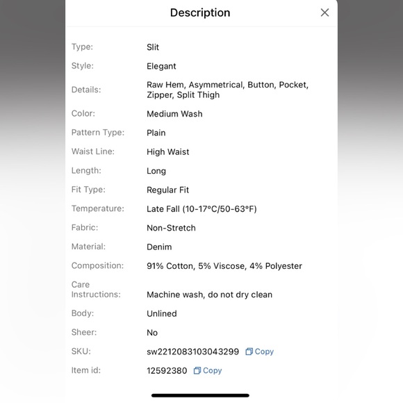 Stepped Waist Split Thigh light wash long raw hem Denim Skirt - Picture 8 of 8